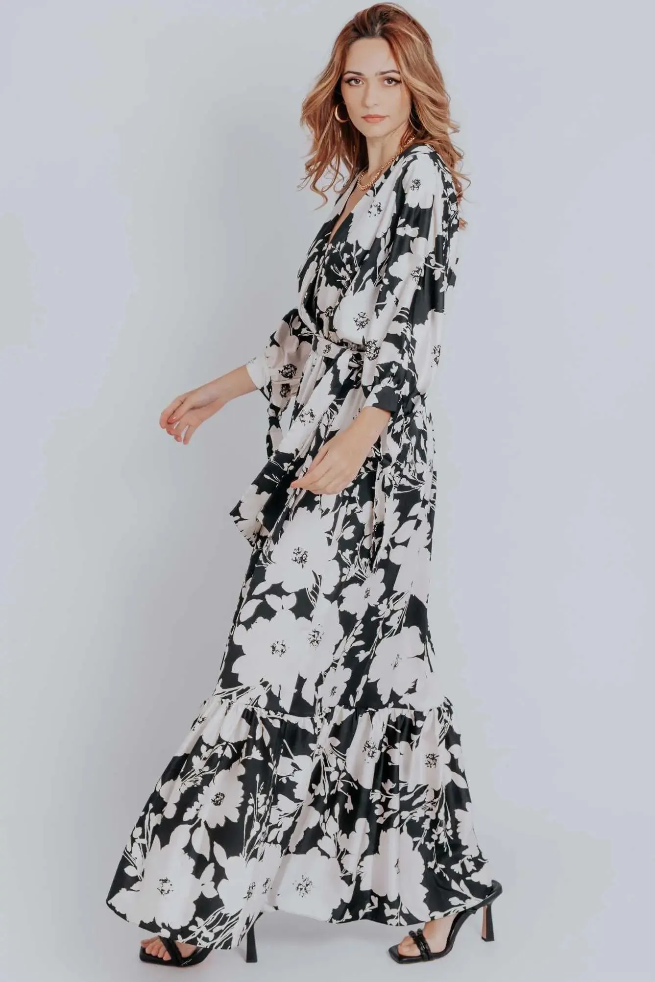 Isabelle Floral Print Ruffled Hem Belted Dress