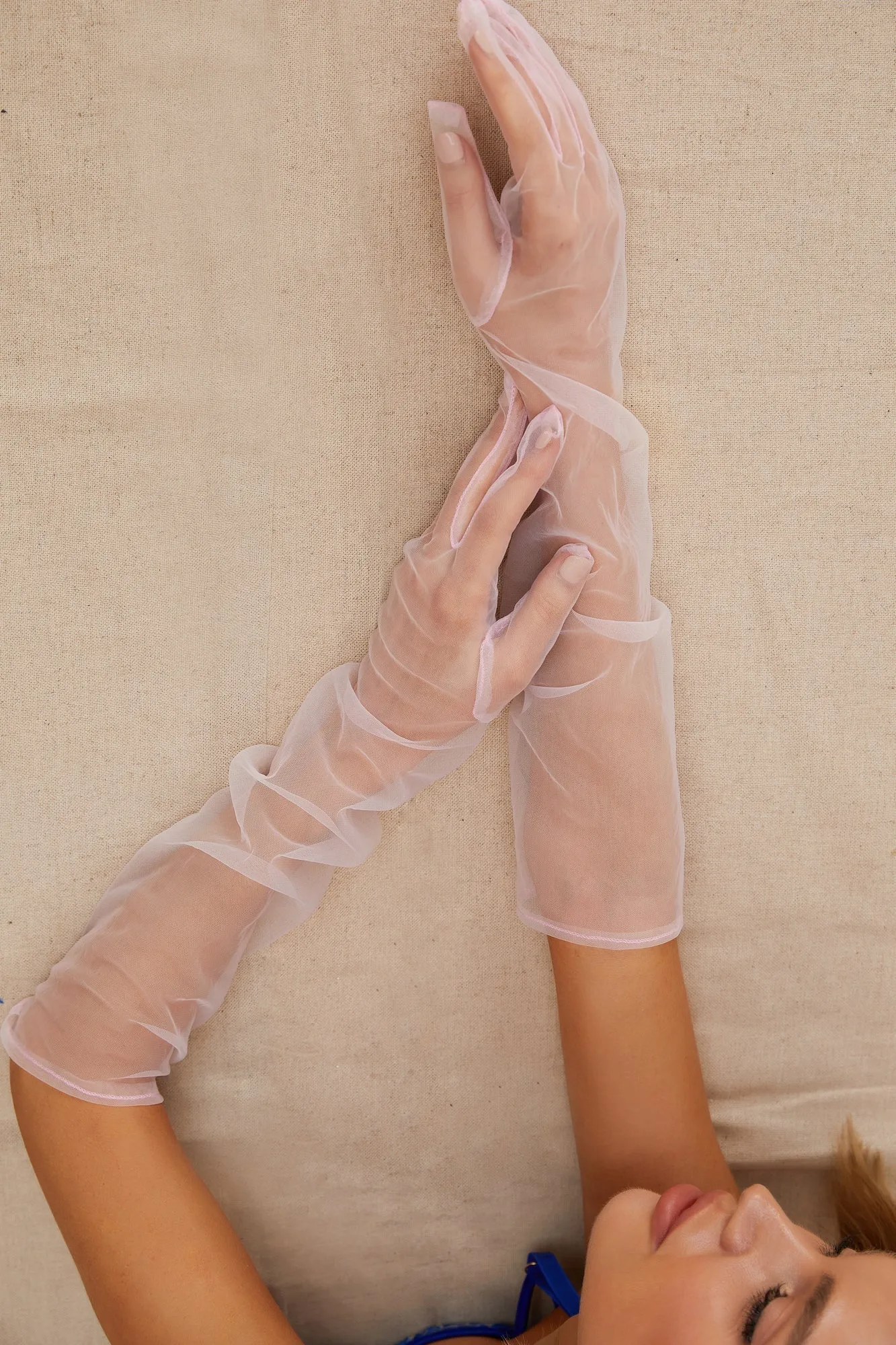 Long Pink Sheer Gloves