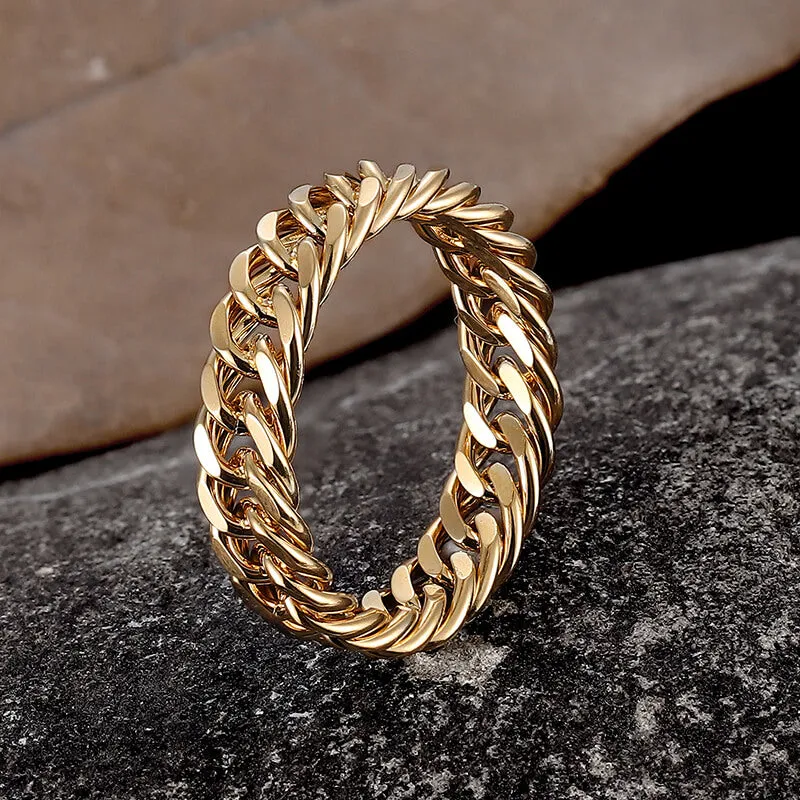 Minimalist Double Weave Chain Stainless Steel Ring