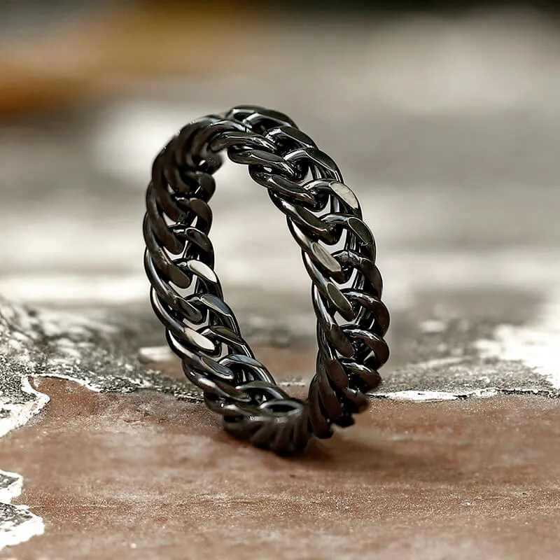 Minimalist Double Weave Chain Stainless Steel Ring