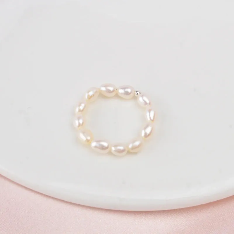 Minimalist Freshwater Pearl Accent Rings