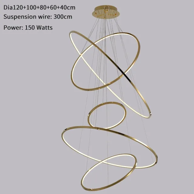 Minimalist LED Light Rings Chandelier