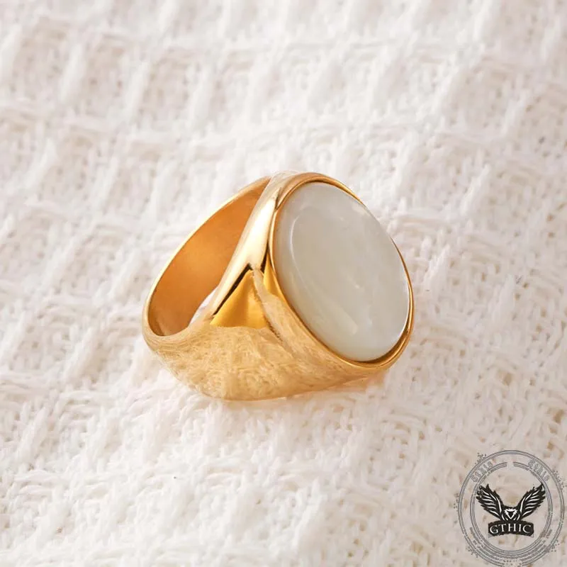 Minimalist Round Shell Stainless Steel Ring