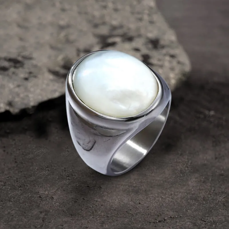 Minimalist Round Shell Stainless Steel Ring