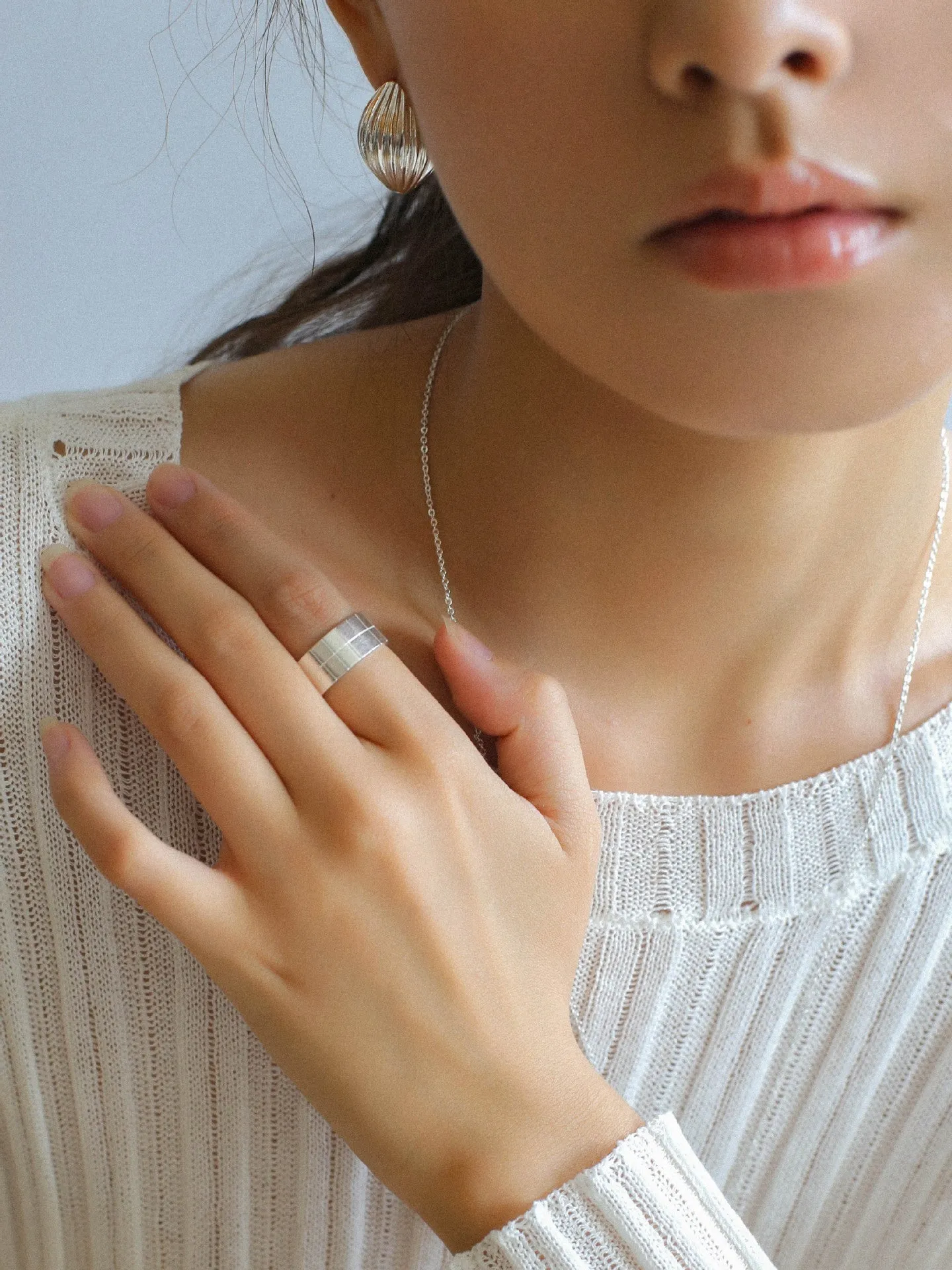 Minimalist Silver 925 Matte Wide Face Ring