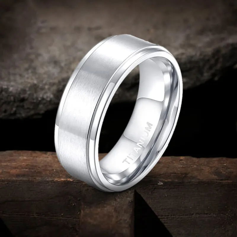 Minimalist Silver Color Titanium Band Ring