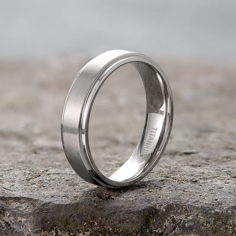 Minimalist Silver Color Titanium Band Ring