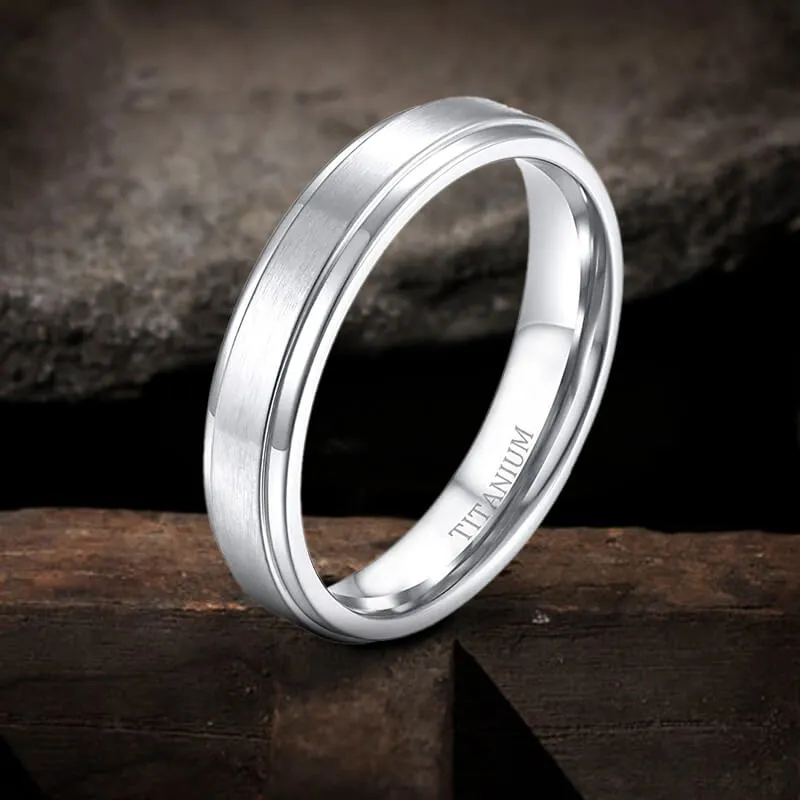 Minimalist Silver Color Titanium Band Ring