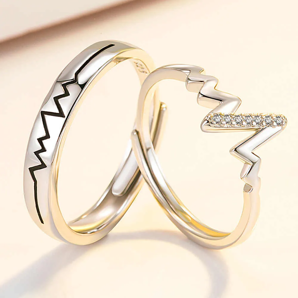 Minimalist Silver Couple Rings with Infinity Design