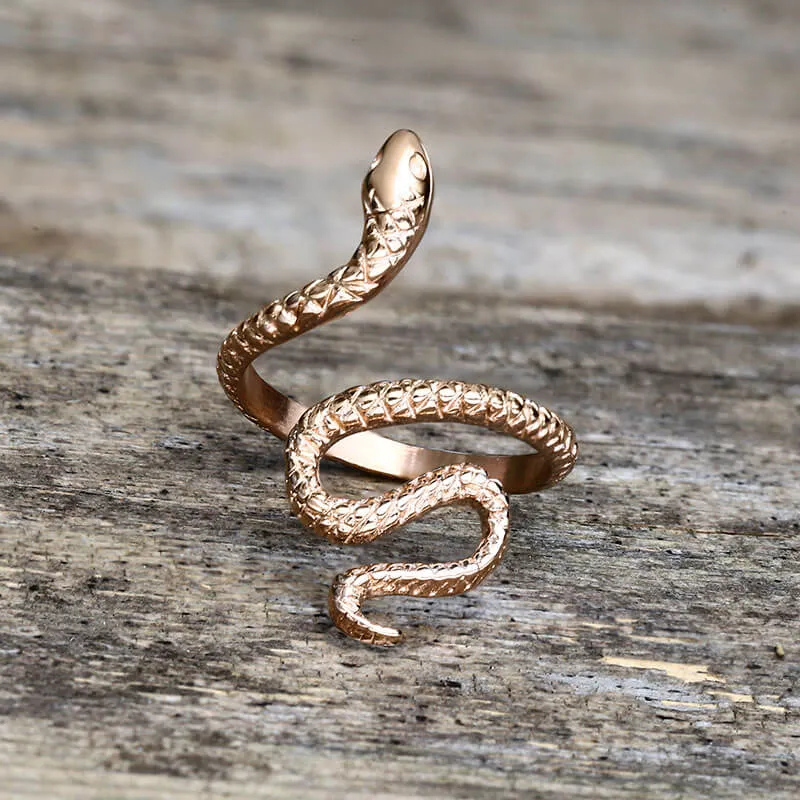 Minimalist Snake Design Stainless Steel Animal Ring