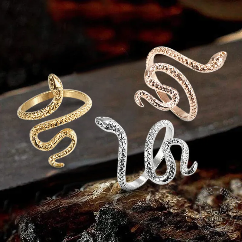 Minimalist Snake Design Stainless Steel Animal Ring