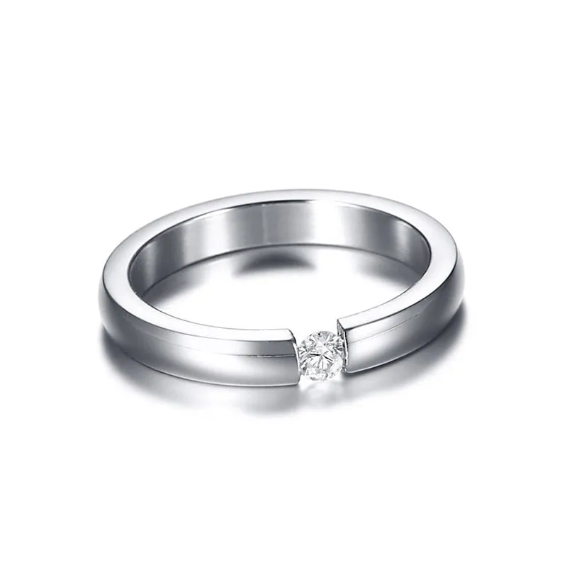 Minimalist Stainless Steel Engagement Ring