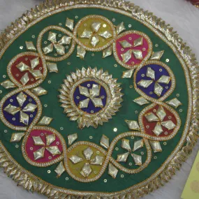 Multicolor Elegance Vibrant Green Traditional Gota Patchwork