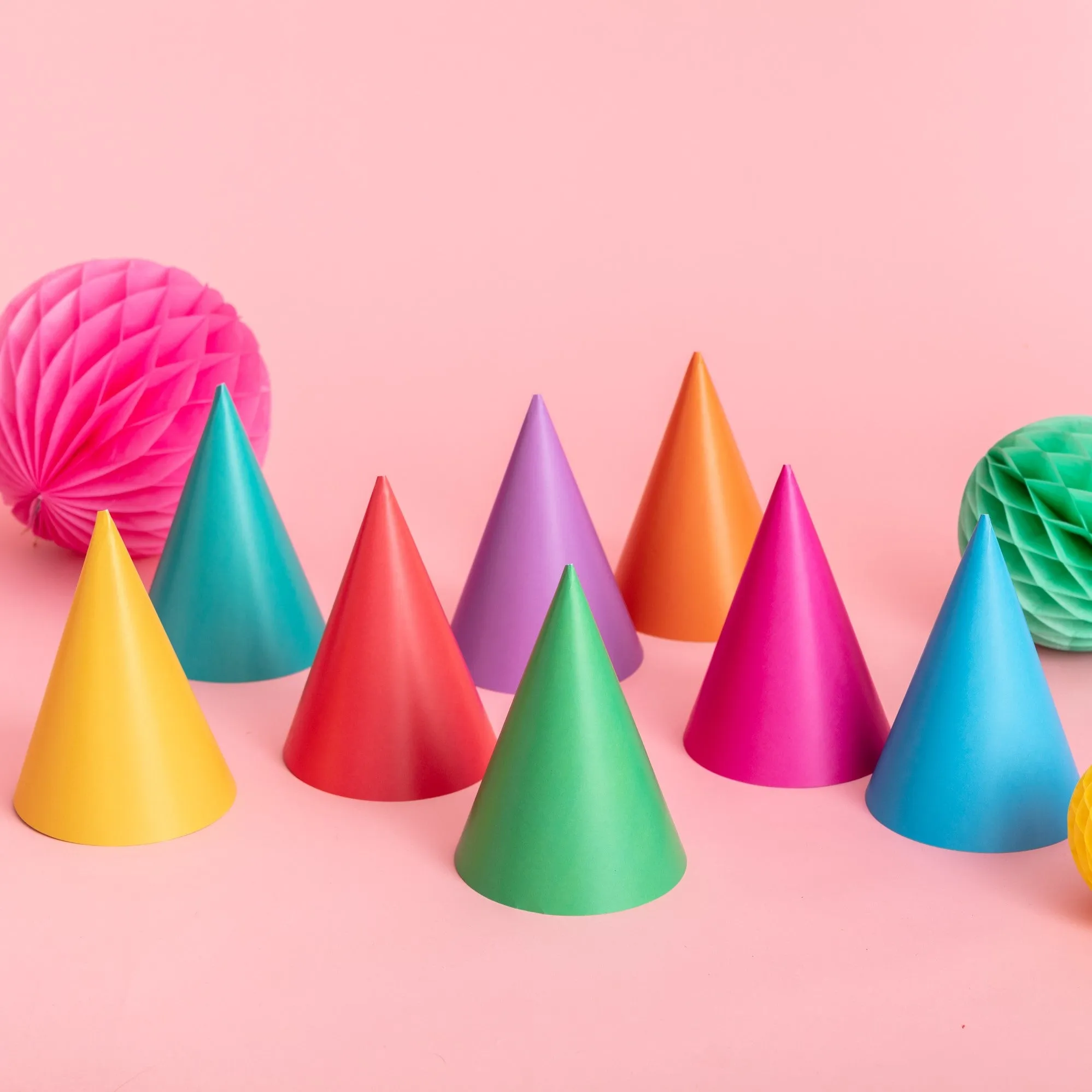 Paper Party Hat 20cm Solid Colur 10pack