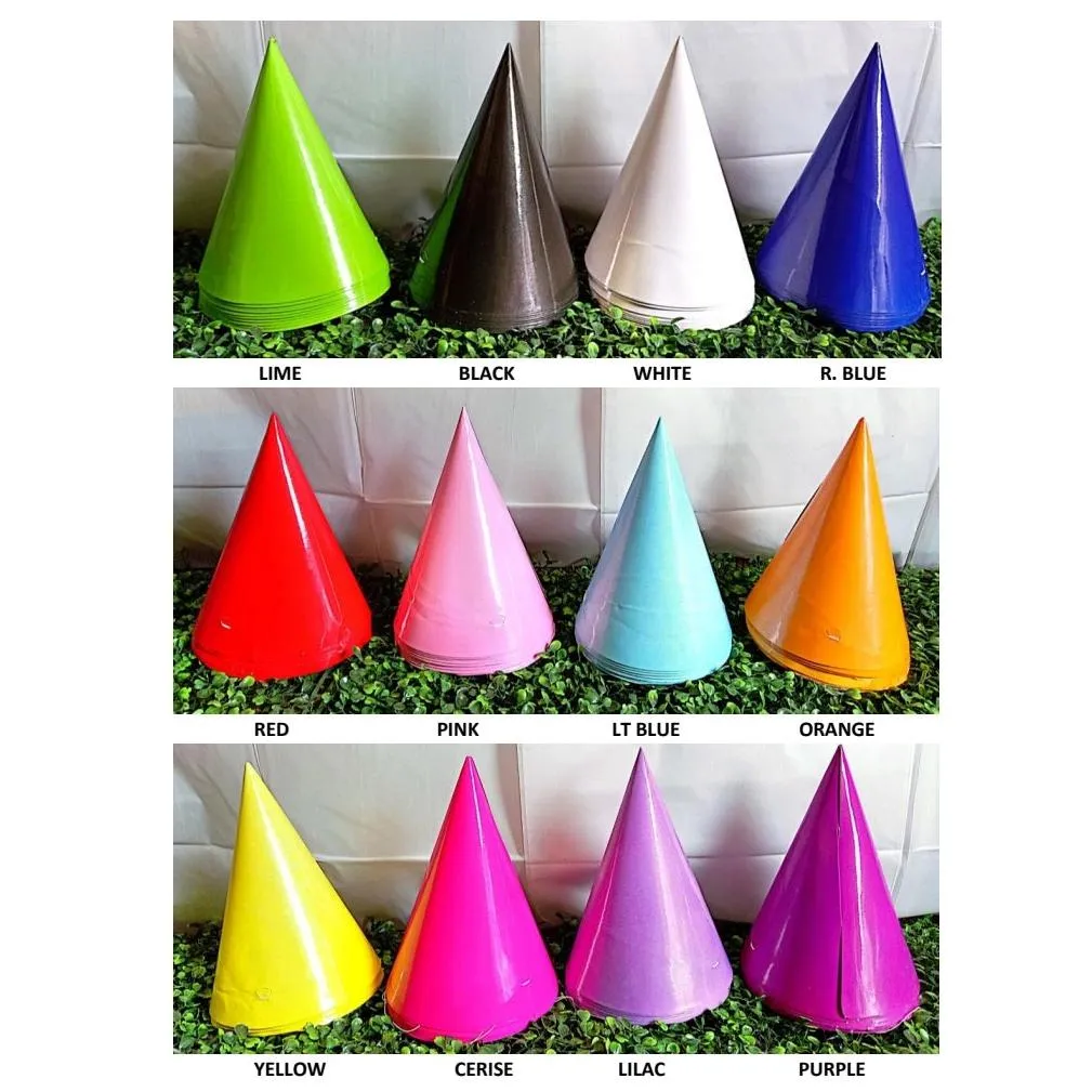 Paper Party Hat 20cm Solid Colur 10pack