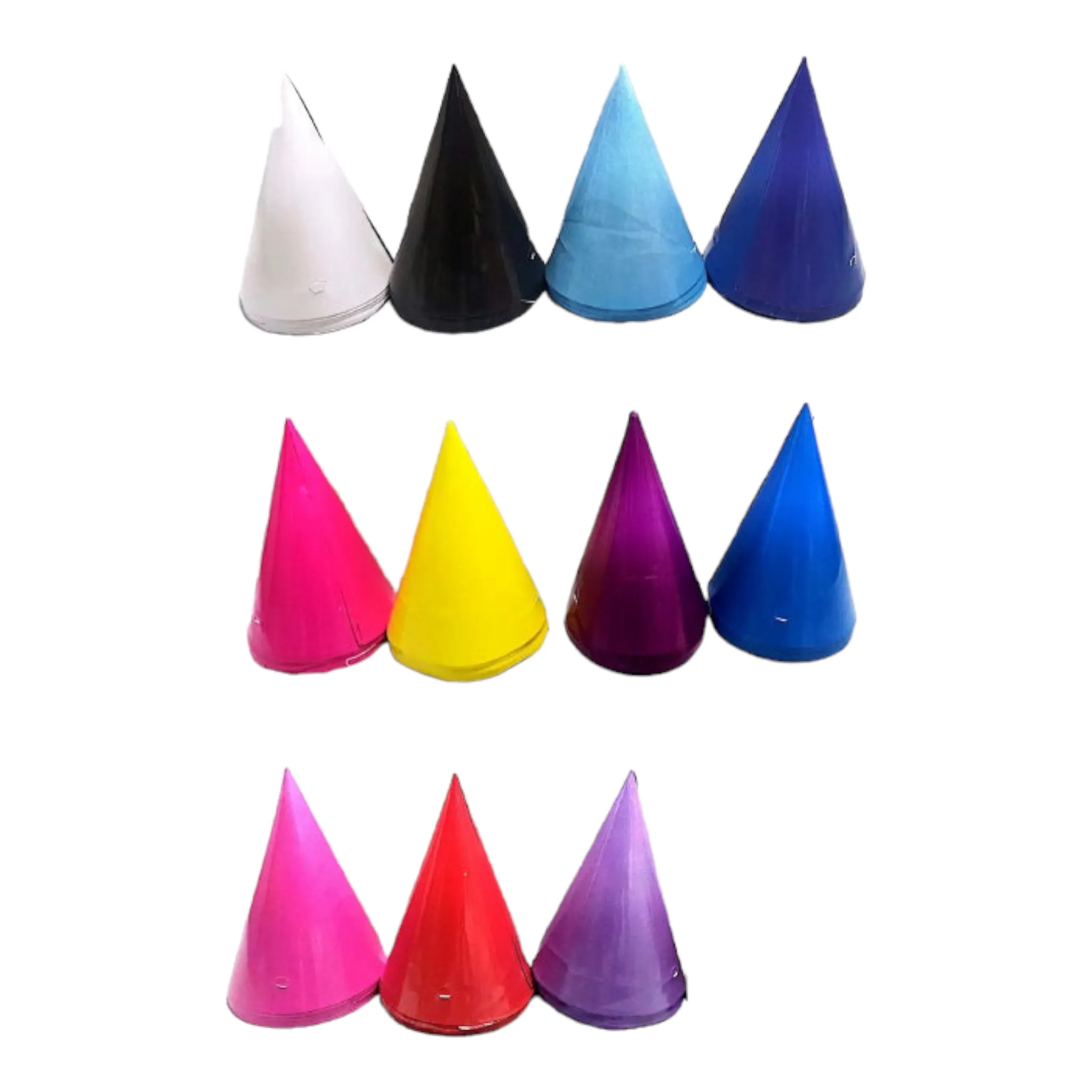 Paper Party Hat 20cm Solid Colur 10pack