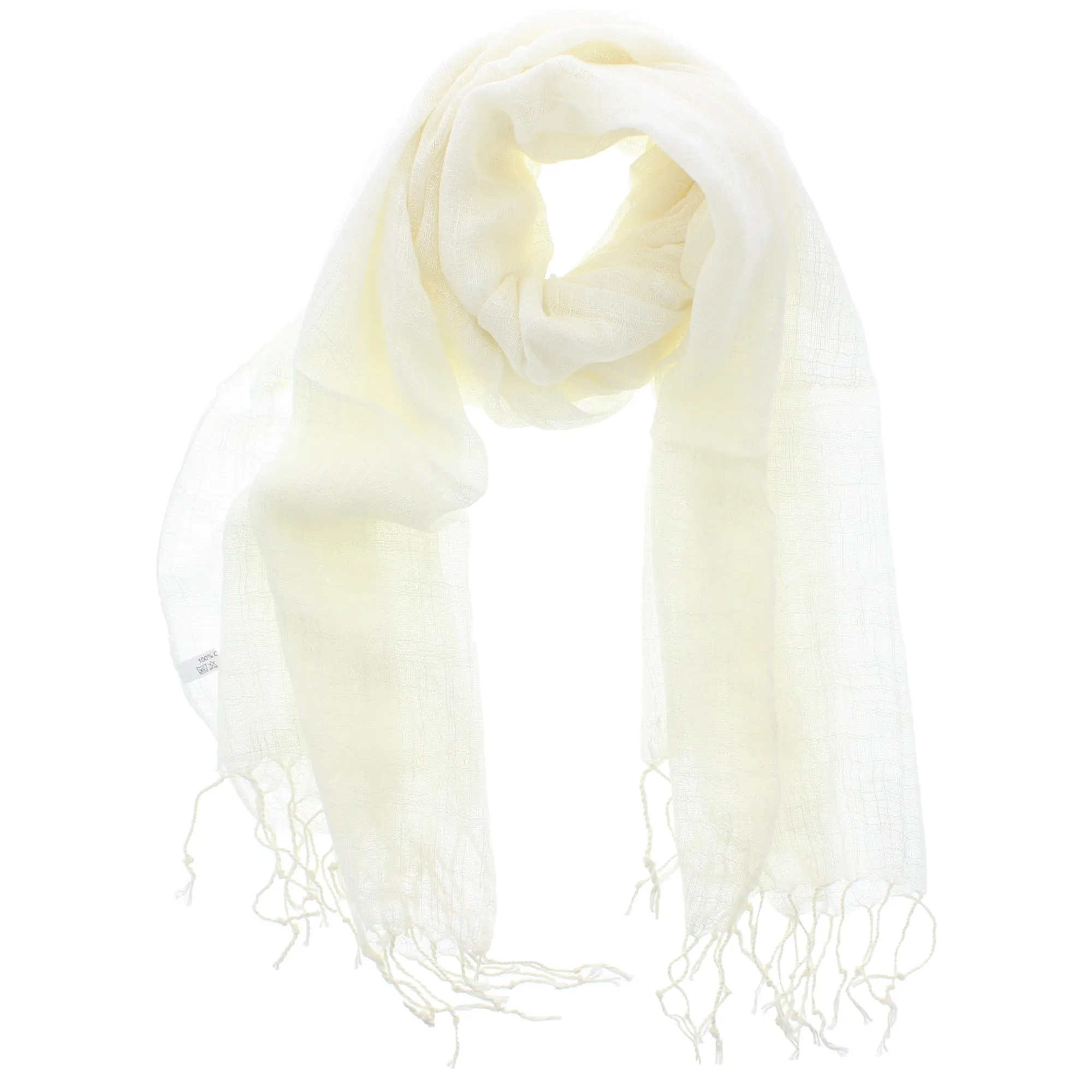 Plain Long Lightweight Scarf with Tassels