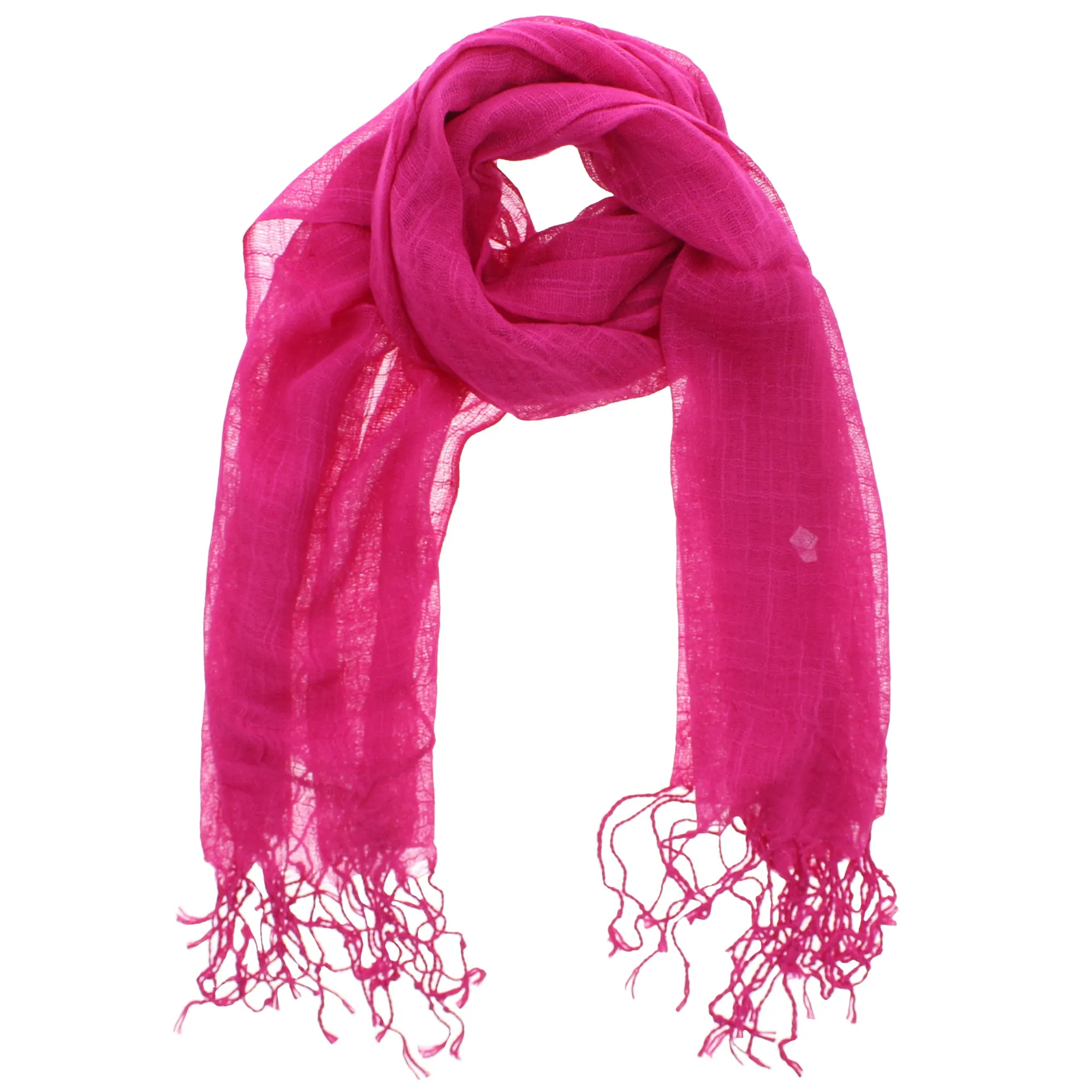 Plain Long Lightweight Scarf with Tassels