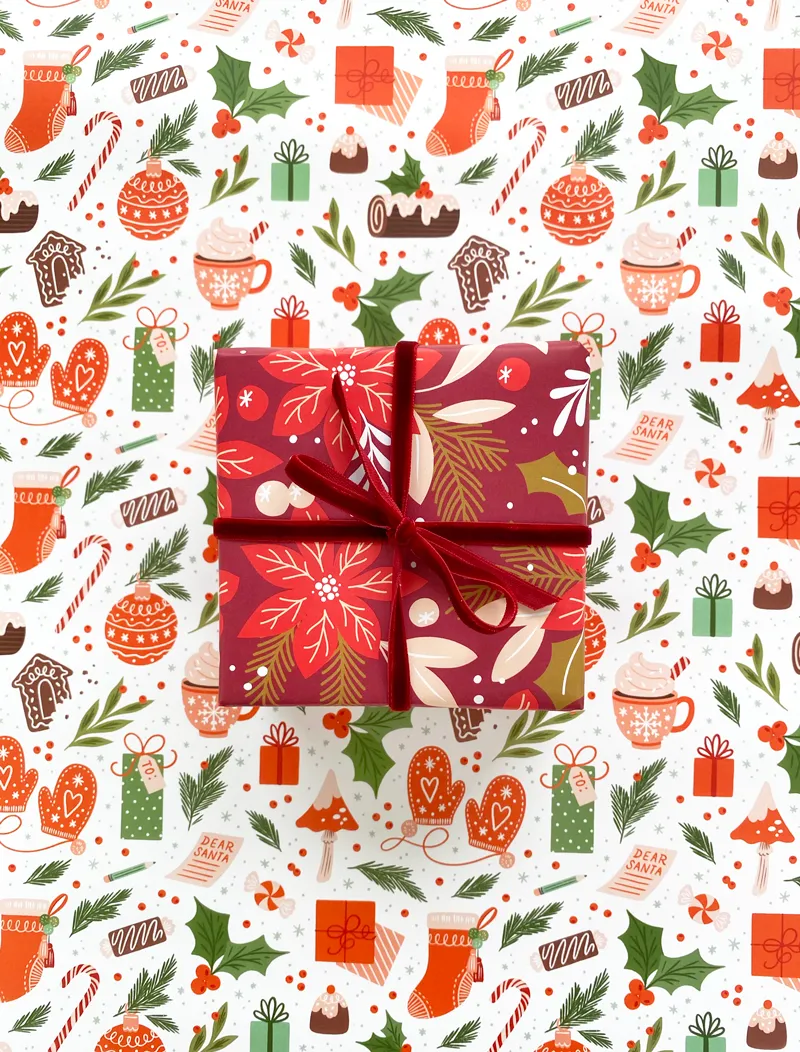 Pretty Poinsettia Wrapping Paper