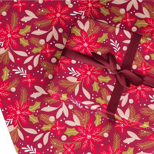 Pretty Poinsettia Wrapping Paper