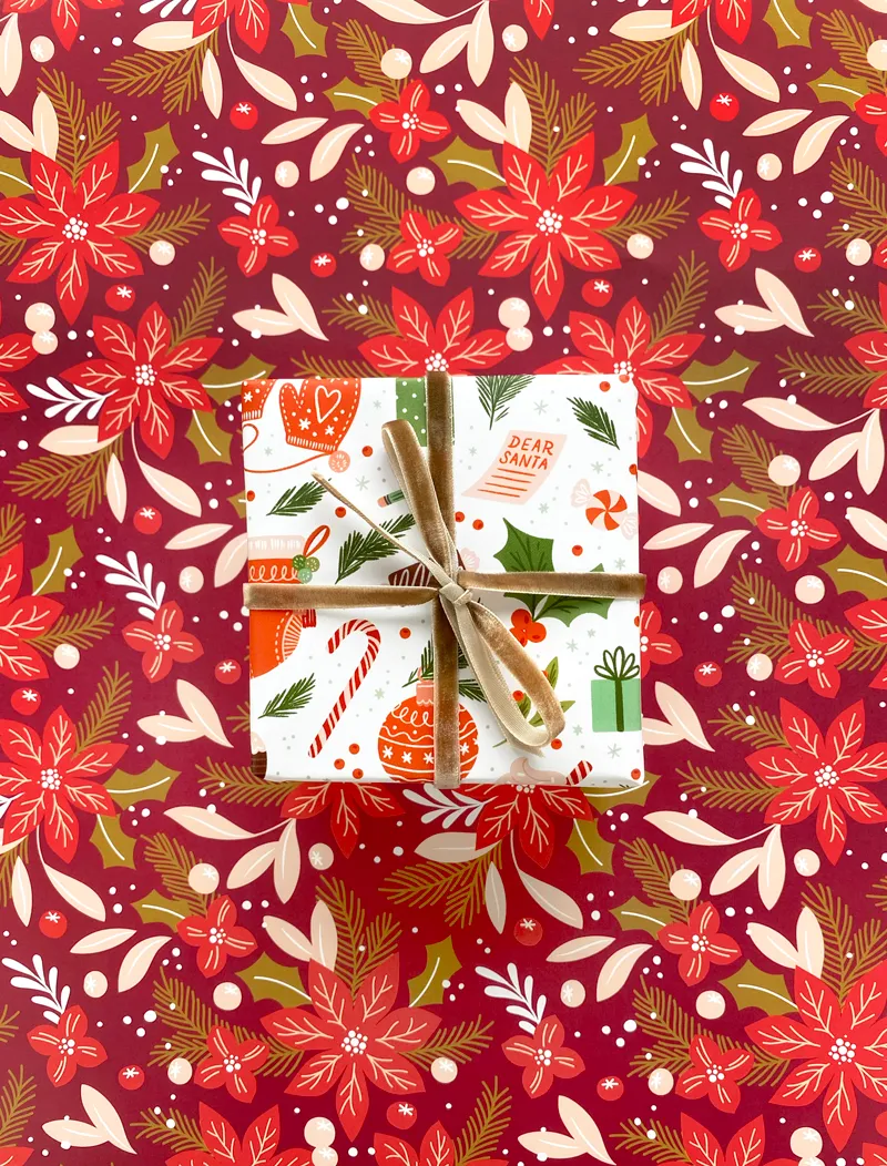 Pretty Poinsettia Wrapping Paper