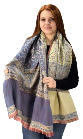 Purple Coral Thick 4 Ply Reversible Paisley Pashmina Blanket Scarf