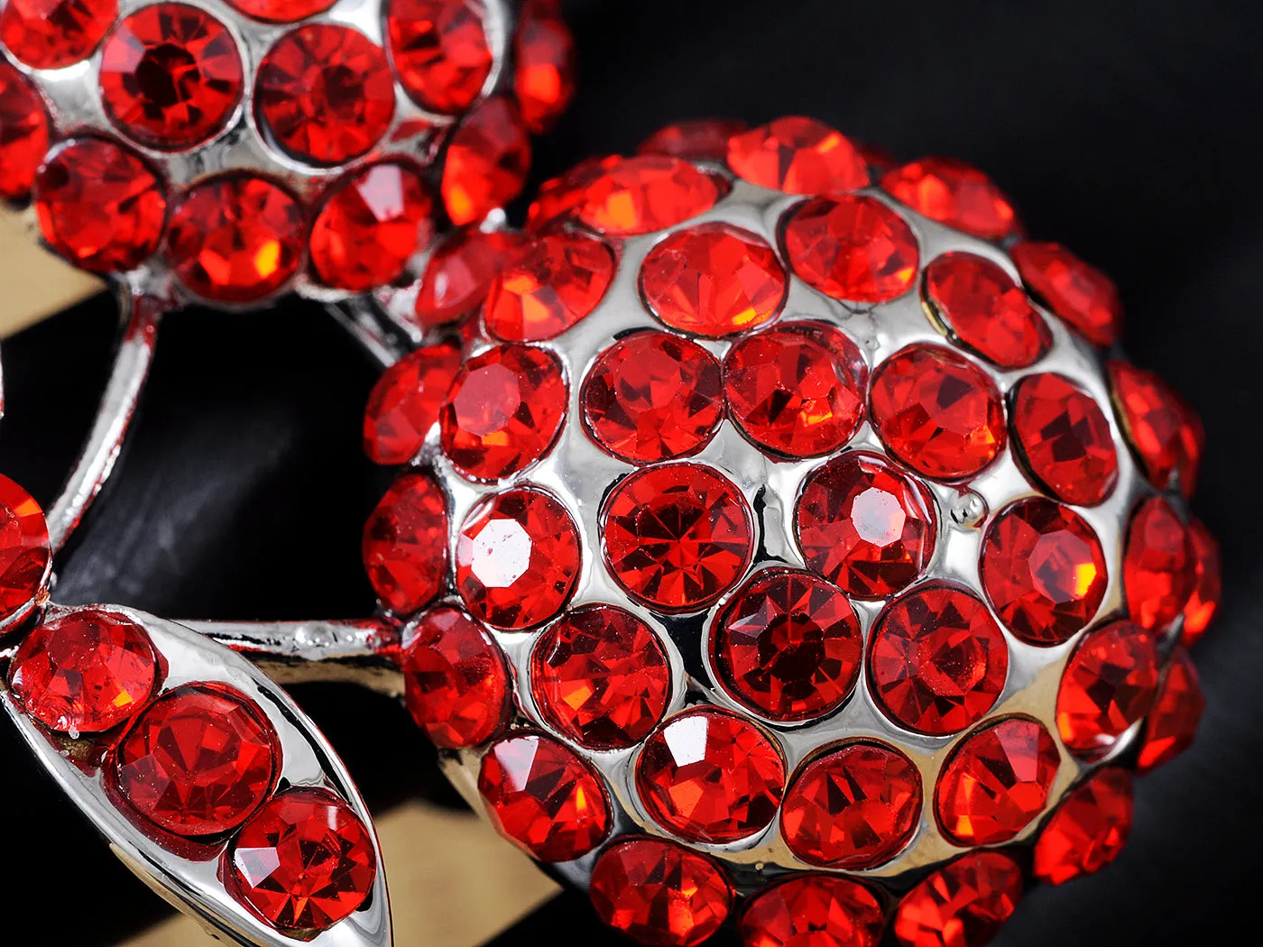 Red Cherry Cherries Stem Encrusted Ring