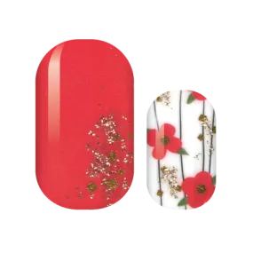 Red Floral Glam Nail Wraps