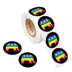 Republican Rainbow Elephant Stickers (250 per Roll)