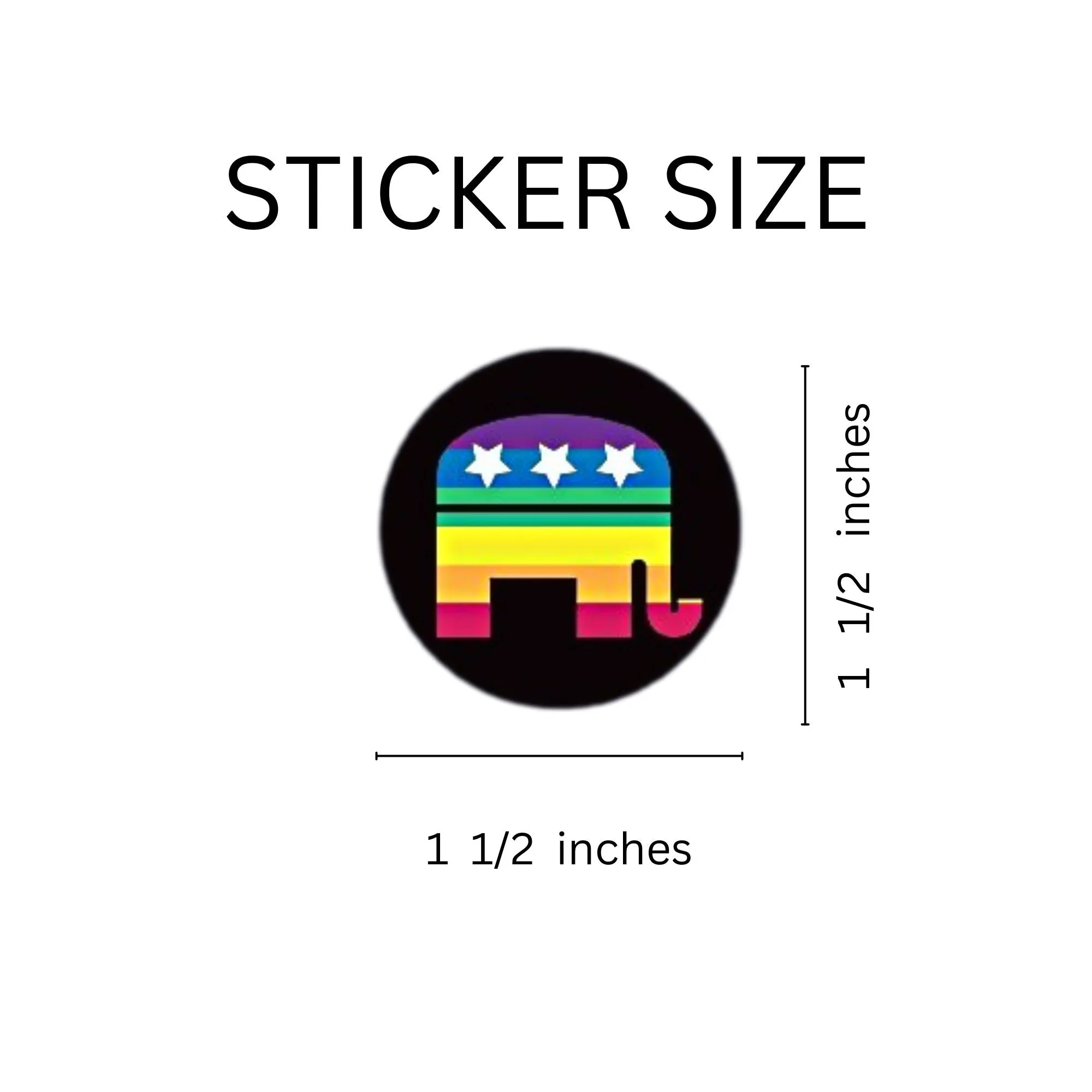 Republican Rainbow Elephant Stickers (250 per Roll)