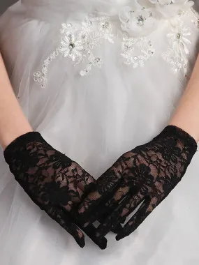 Retro Floral Lace Sheer Gloves