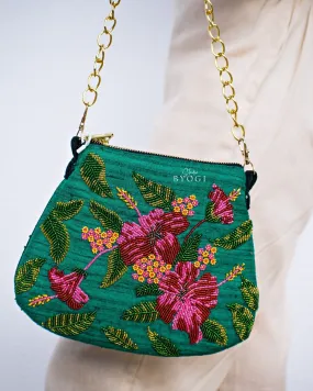 Rounded Beadwork Sling Bag