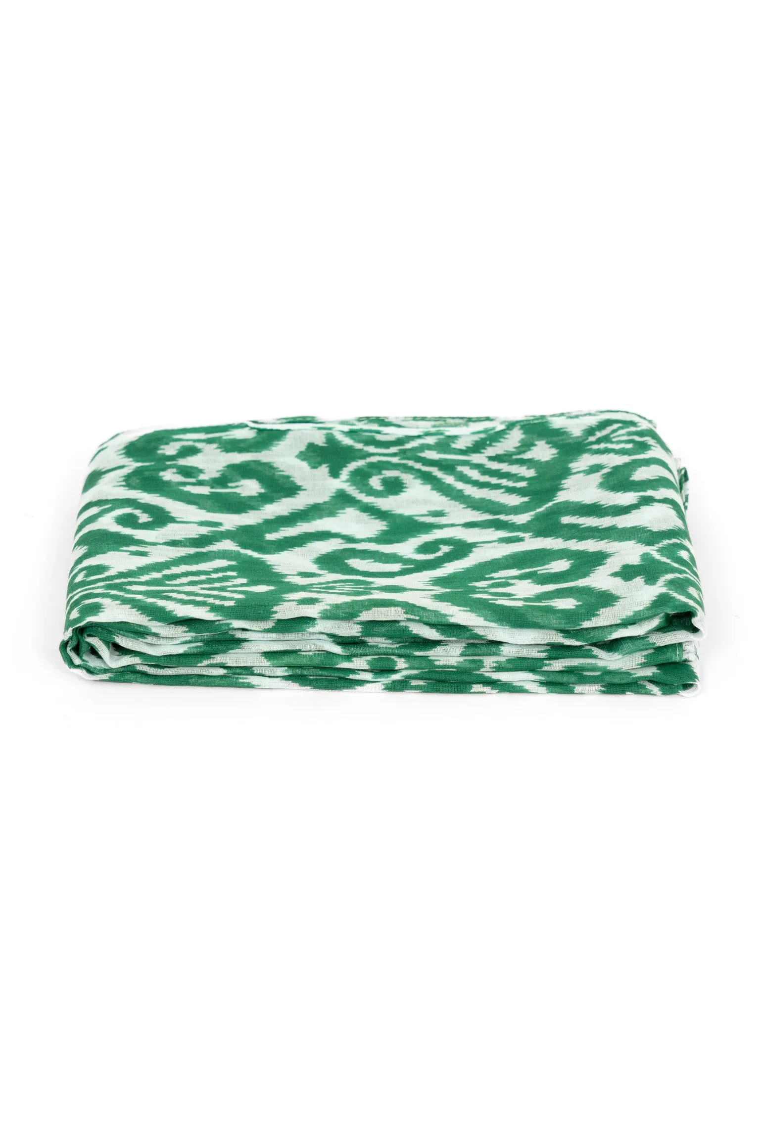 Saffron Lightweight Cotton Scarf - Green, Damask