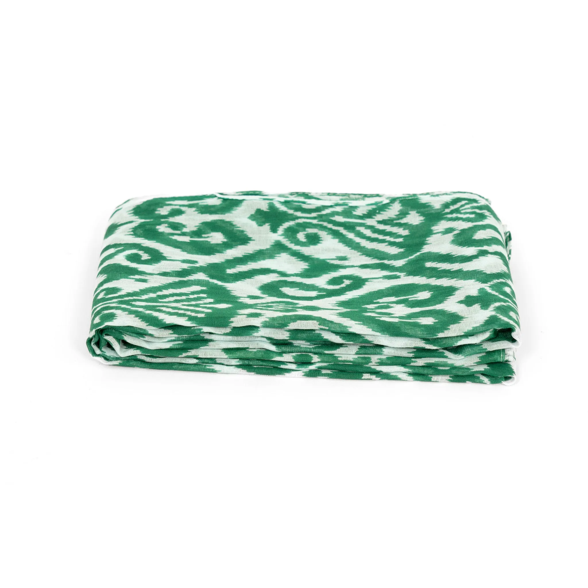 Saffron Lightweight Cotton Scarf - Green, Damask