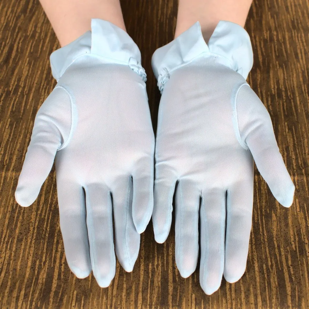 Sheer Baby Blue Beaded Gloves