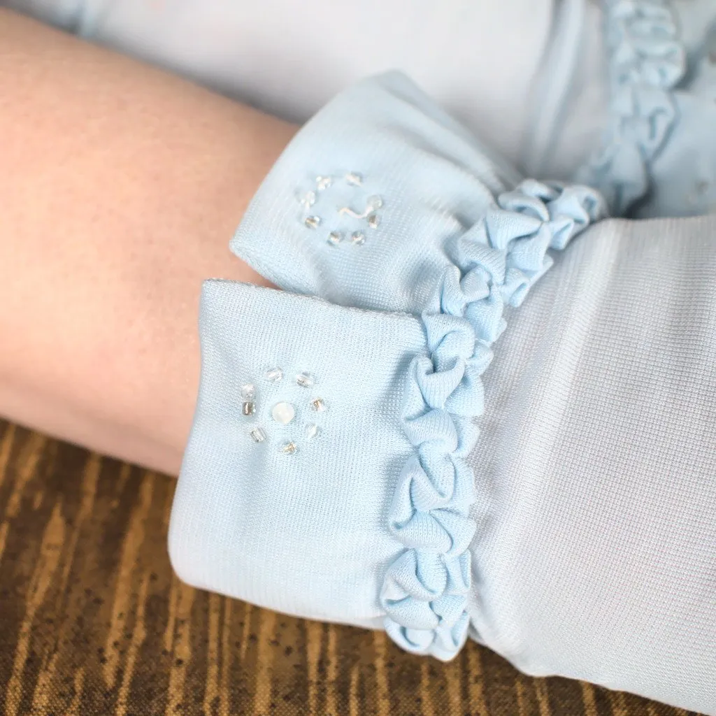 Sheer Baby Blue Beaded Gloves