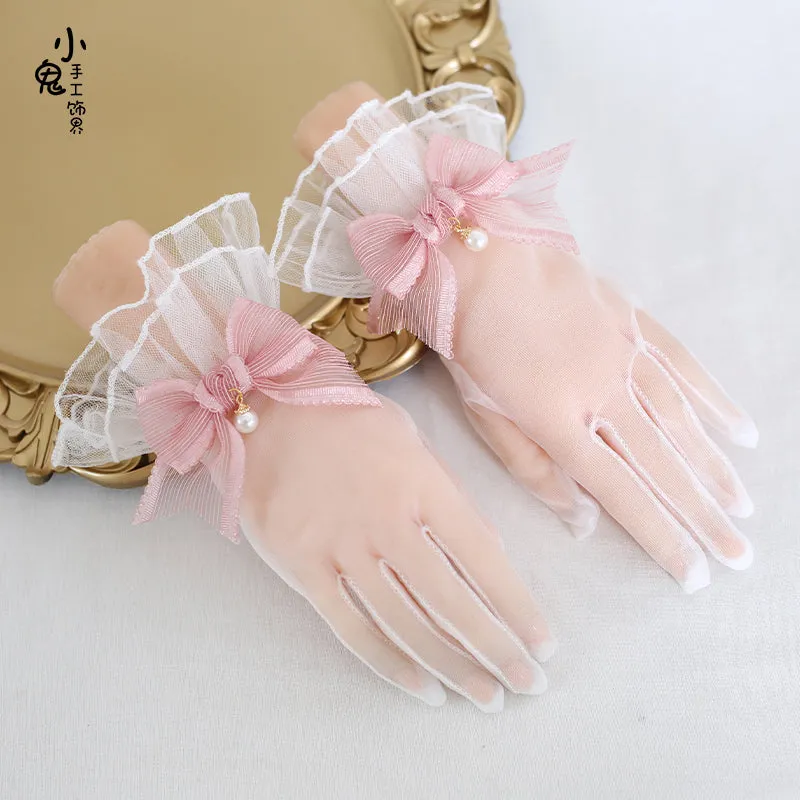 Sheer Bow Pearl Gloves