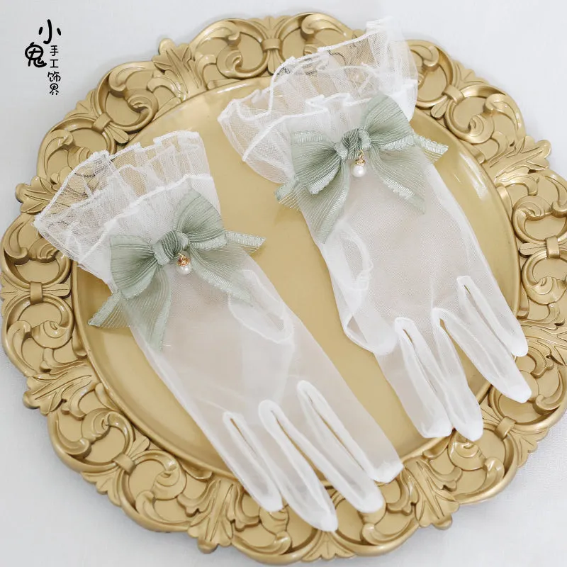 Sheer Bow Pearl Gloves