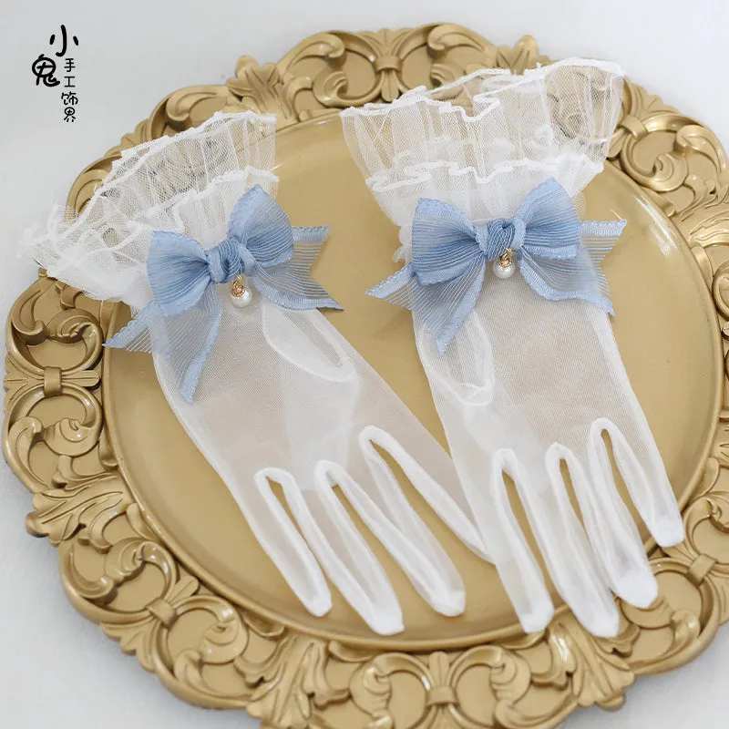 Sheer Bow Pearl Gloves