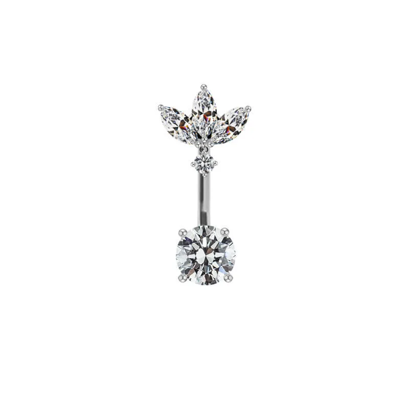 Shiny Zircon Heart-shaped Alloy Belly Ring