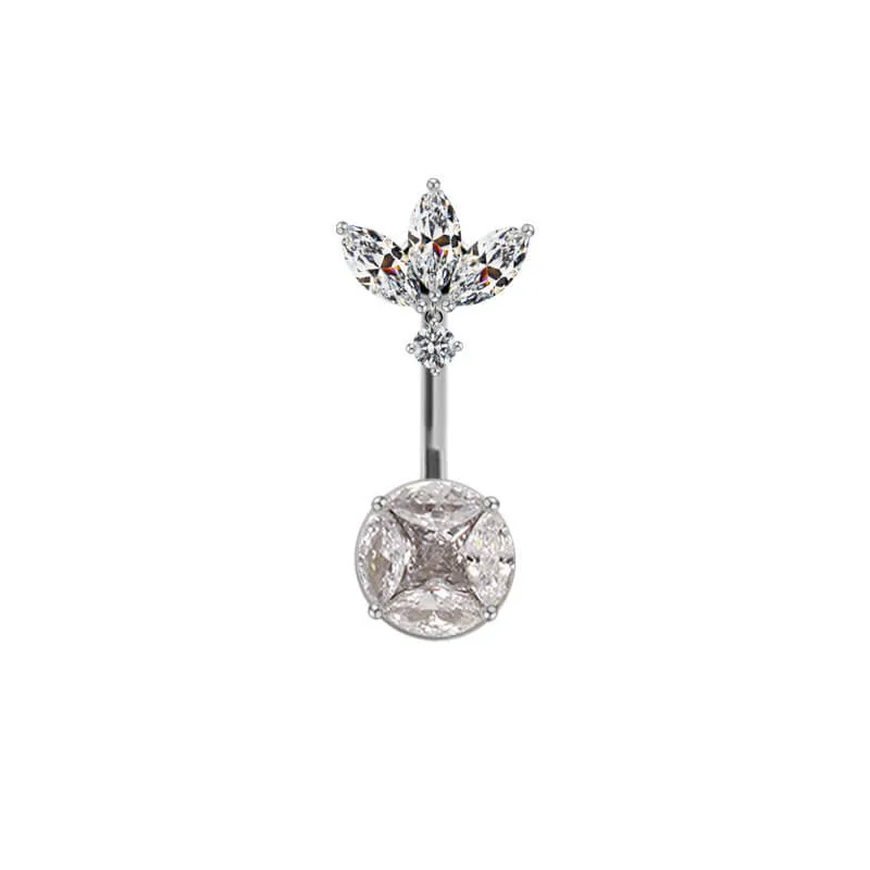 Shiny Zircon Heart-shaped Alloy Belly Ring