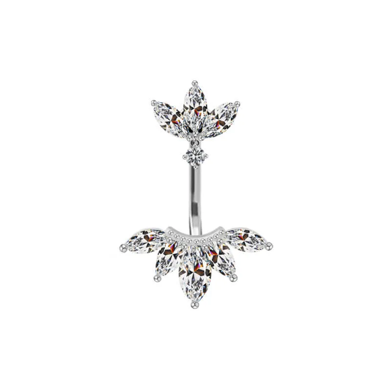 Shiny Zircon Heart-shaped Alloy Belly Ring