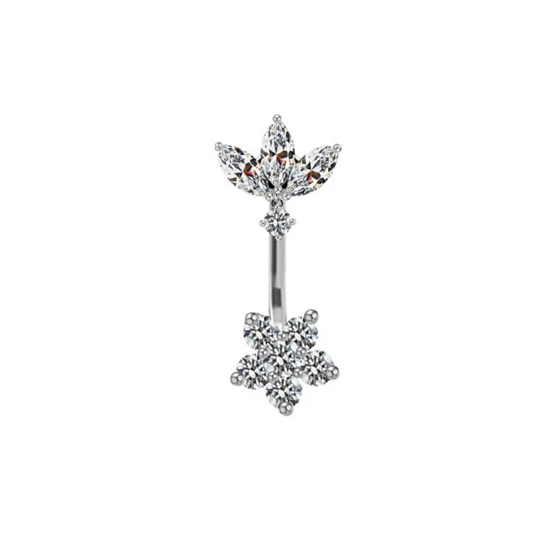 Shiny Zircon Heart-shaped Alloy Belly Ring