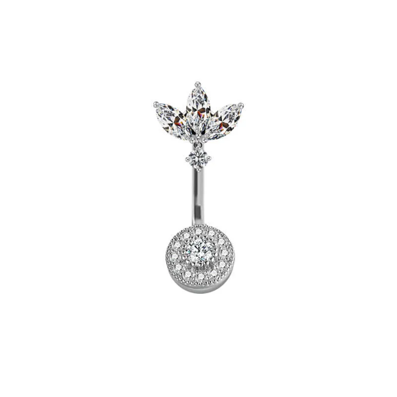 Shiny Zircon Heart-shaped Alloy Belly Ring