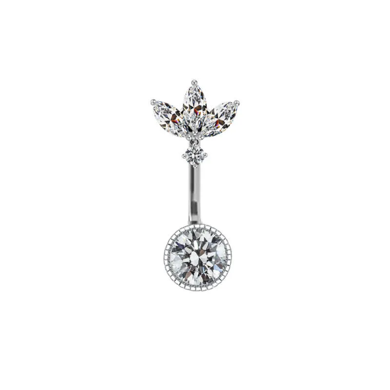 Shiny Zircon Heart-shaped Alloy Belly Ring