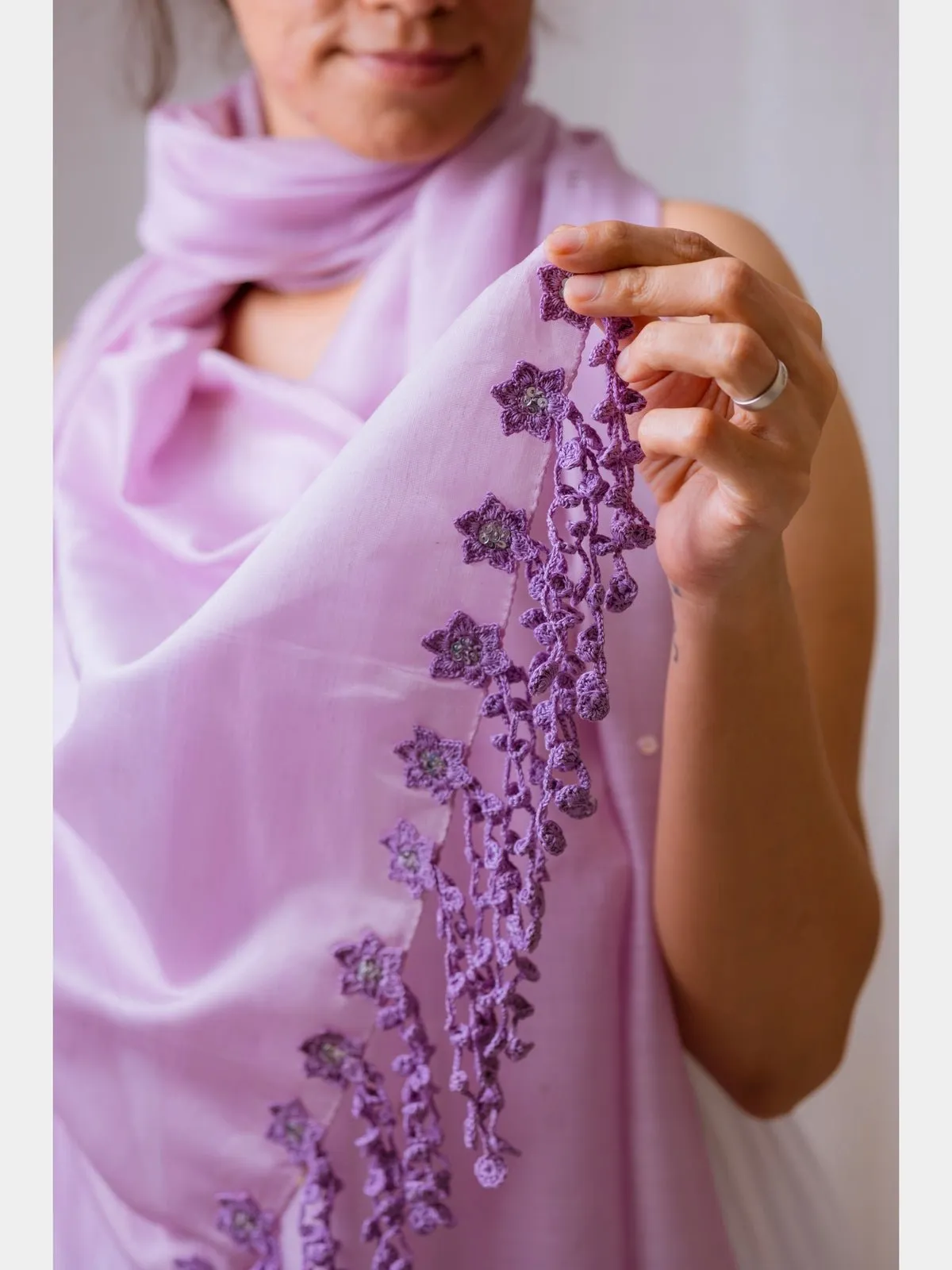 Sitara Handmade Crochet Lavender Stole