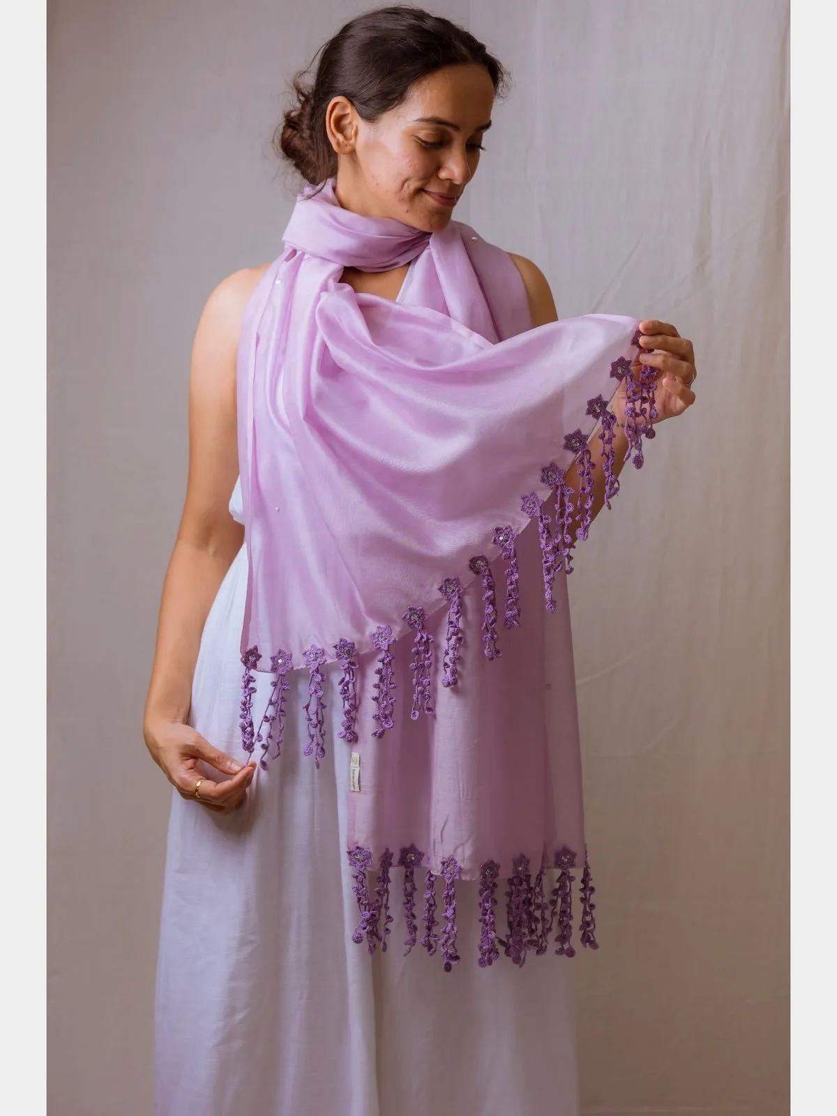 Sitara Handmade Crochet Lavender Stole