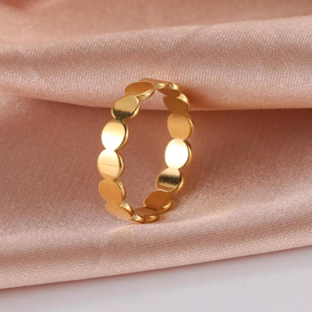 Skyrim Fashion Geometric Round Minimalist Rings for Women Girls Gold Color Stainless Steel Ring Wedding Party Jewelry Wholesale