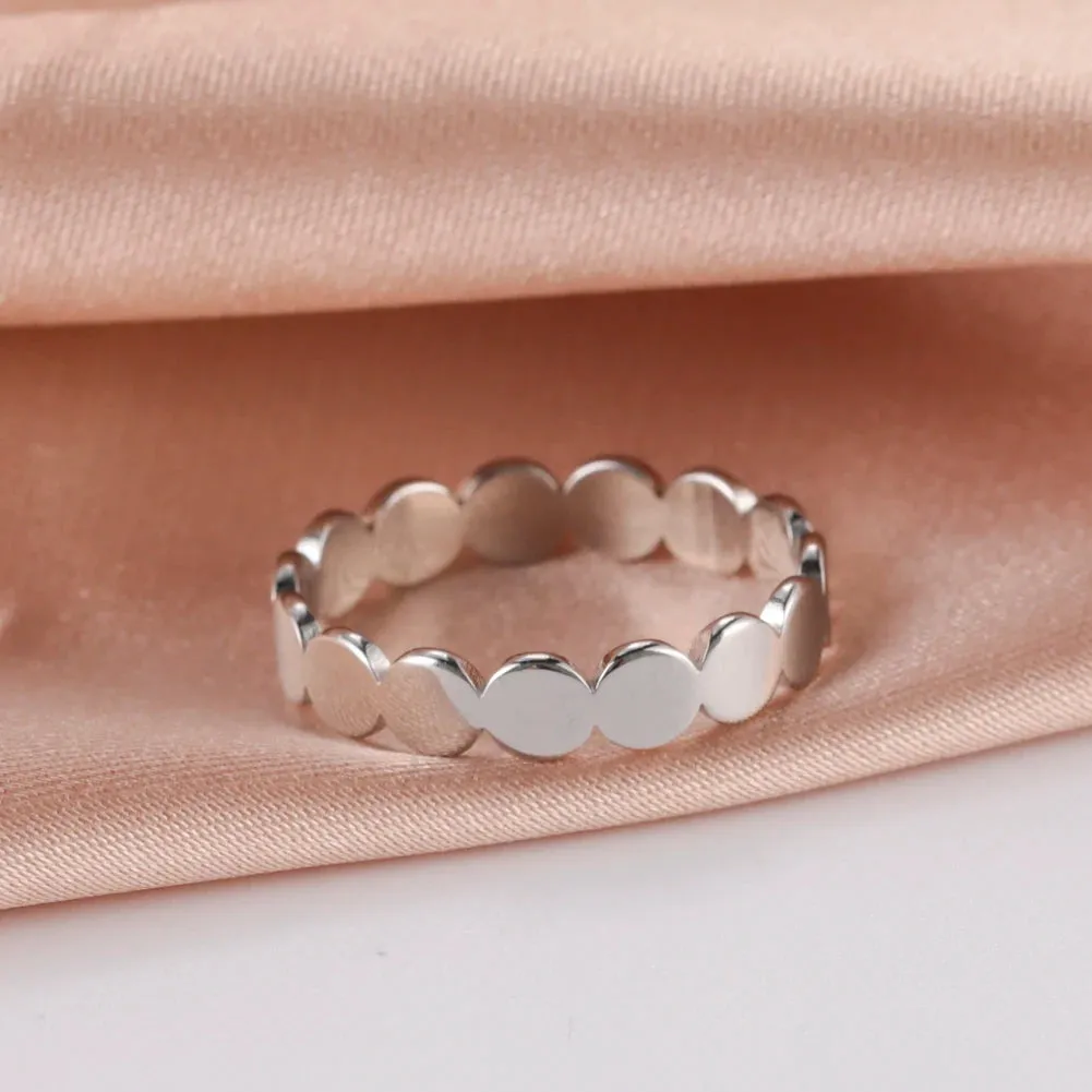 Skyrim Fashion Geometric Round Minimalist Rings for Women Girls Gold Color Stainless Steel Ring Wedding Party Jewelry Wholesale