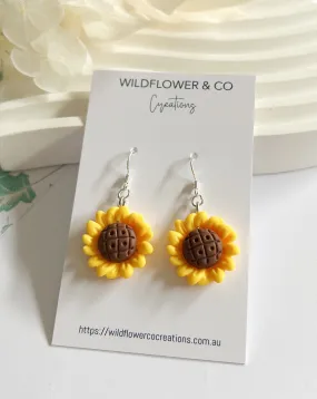 Sunflower dangles, earrings